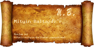 Mityin Baltazár névjegykártya